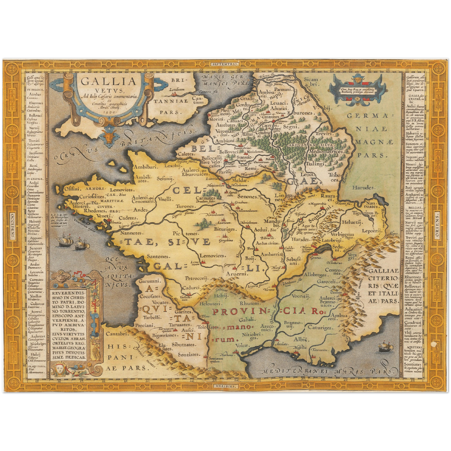 Historische Landkarte Historisches Gallien um 1609