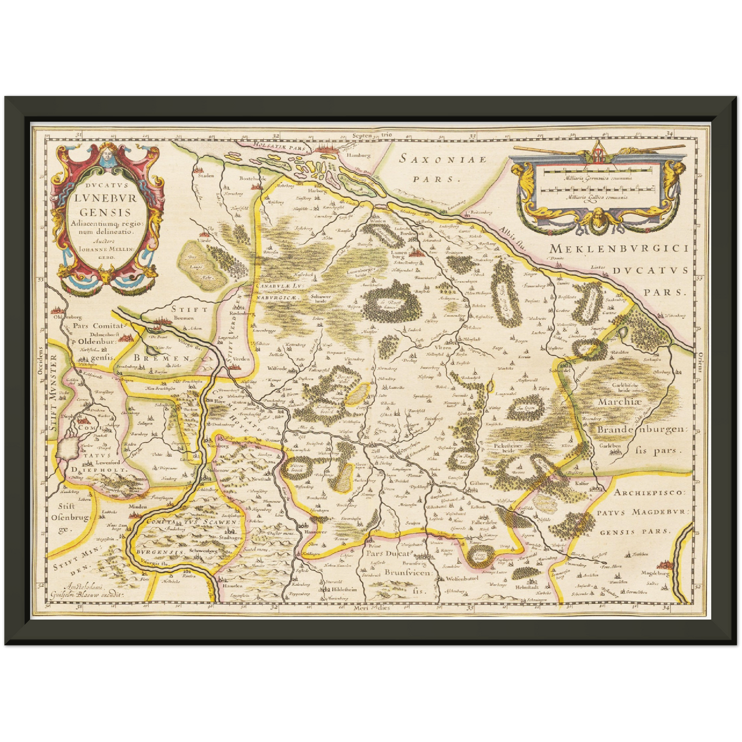 Historische Landkarte Lüneburg um 1635
