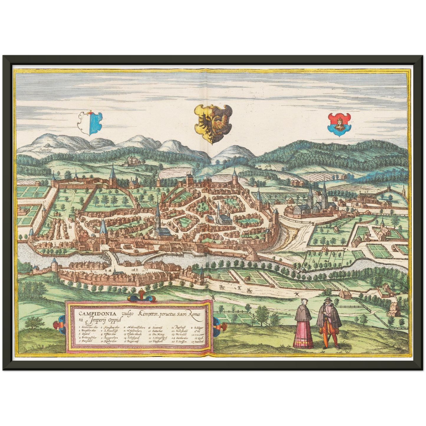 Historische Stadtansicht Kempten um 1575