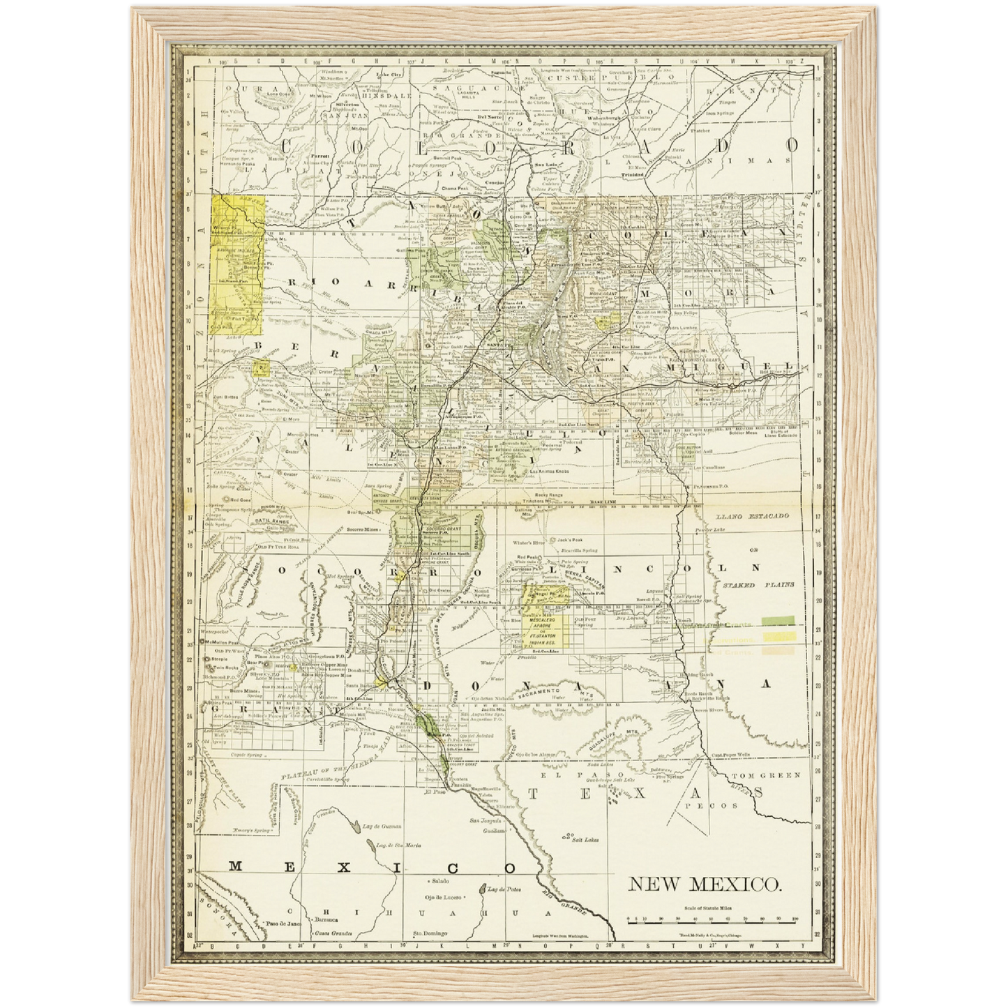 Historische Landkarte New Mexico um 1882