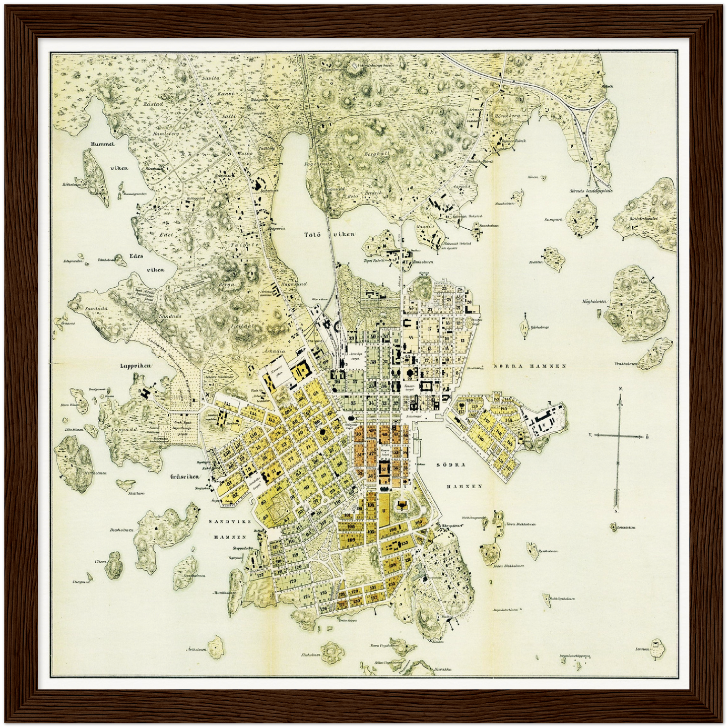 Historischer Stadtplan Helsinki um 1876