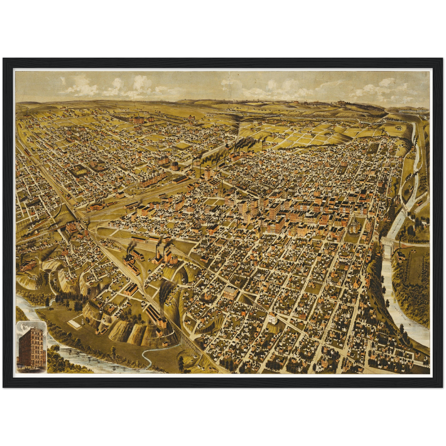 Historical city map  Test product horizontal 3 sizes