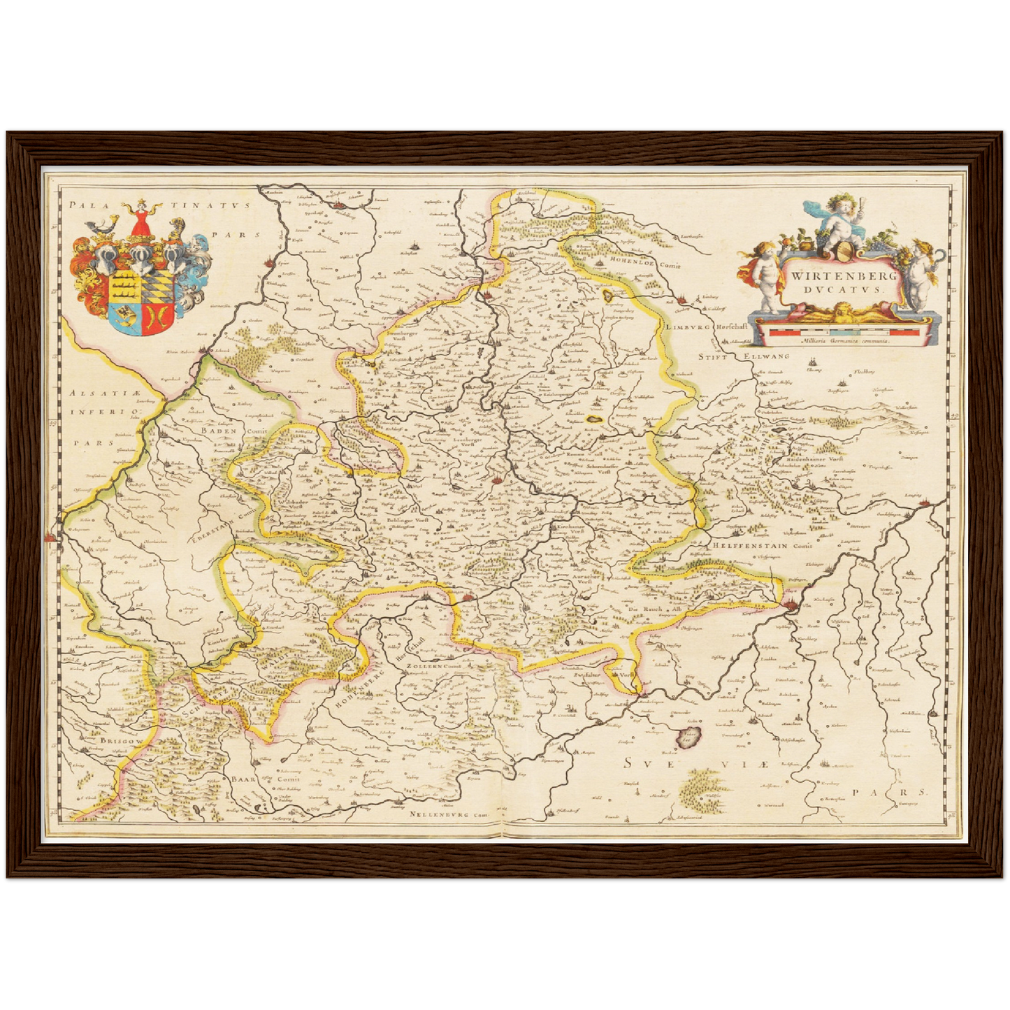 Historische Landkarte Württemberg um 1635