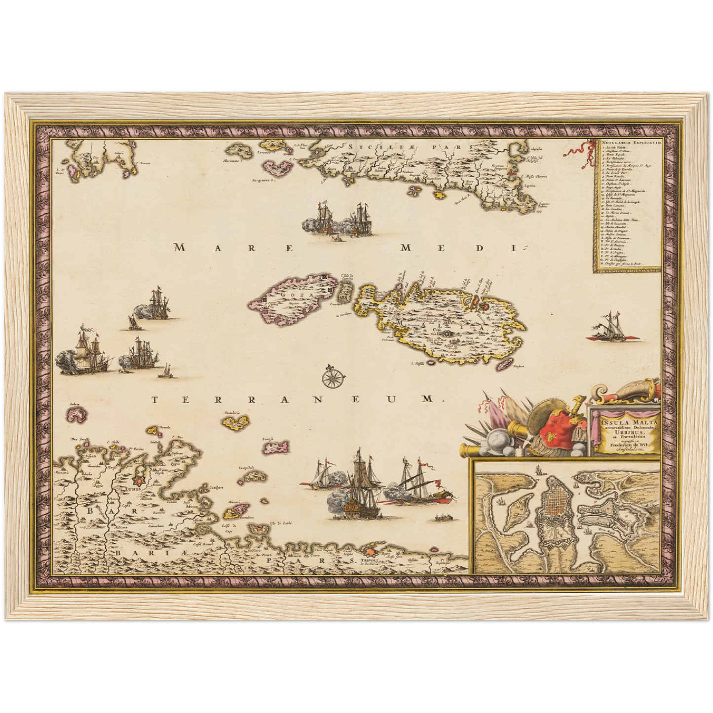 Historische Landkarte Malta um 1698