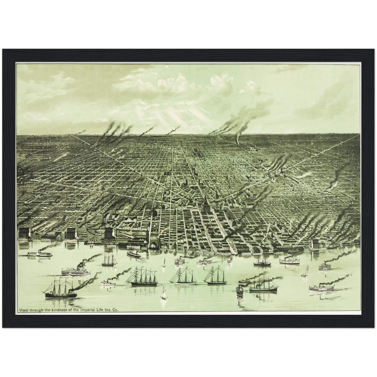 Historische Stadtansicht Detroit um 1890