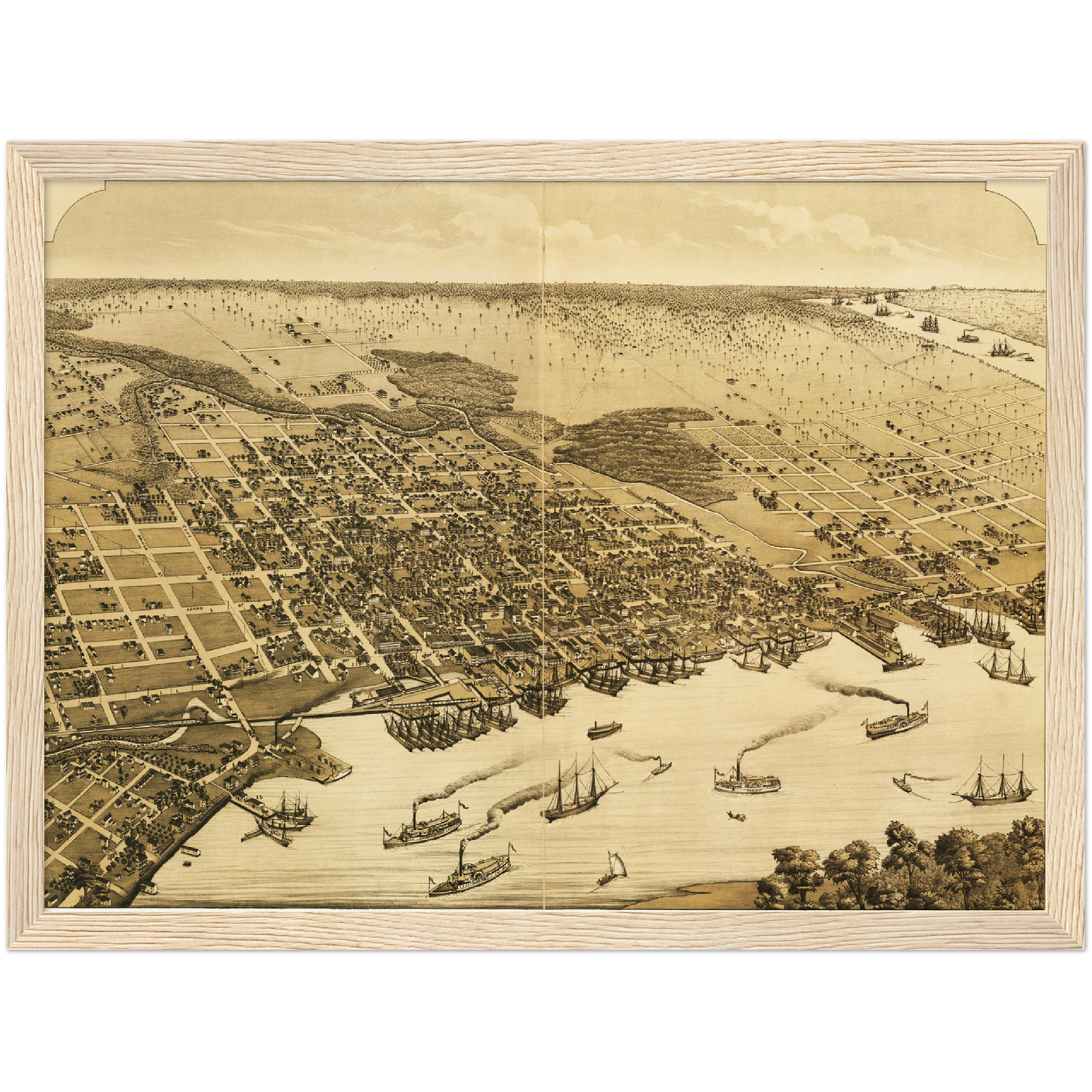 Historische Stadtansicht Jacksonville um 1876