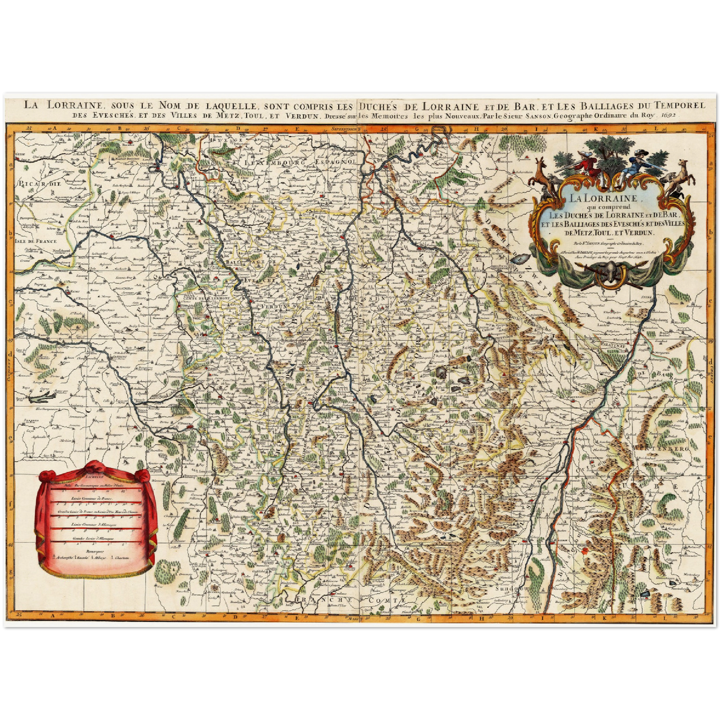 Historische Landkarte Lothringen um 1692