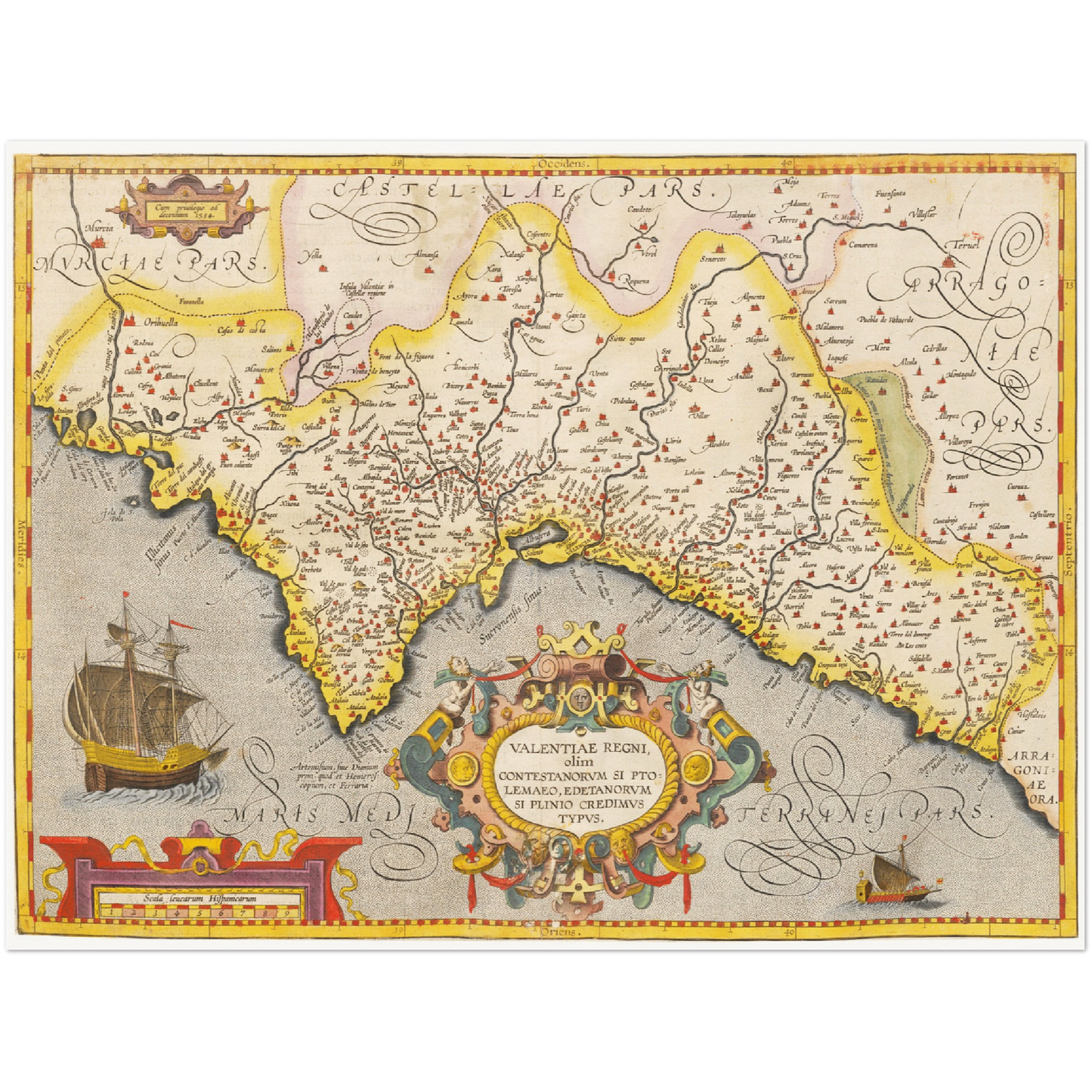 Historische Landkarte Valencia um 1609
