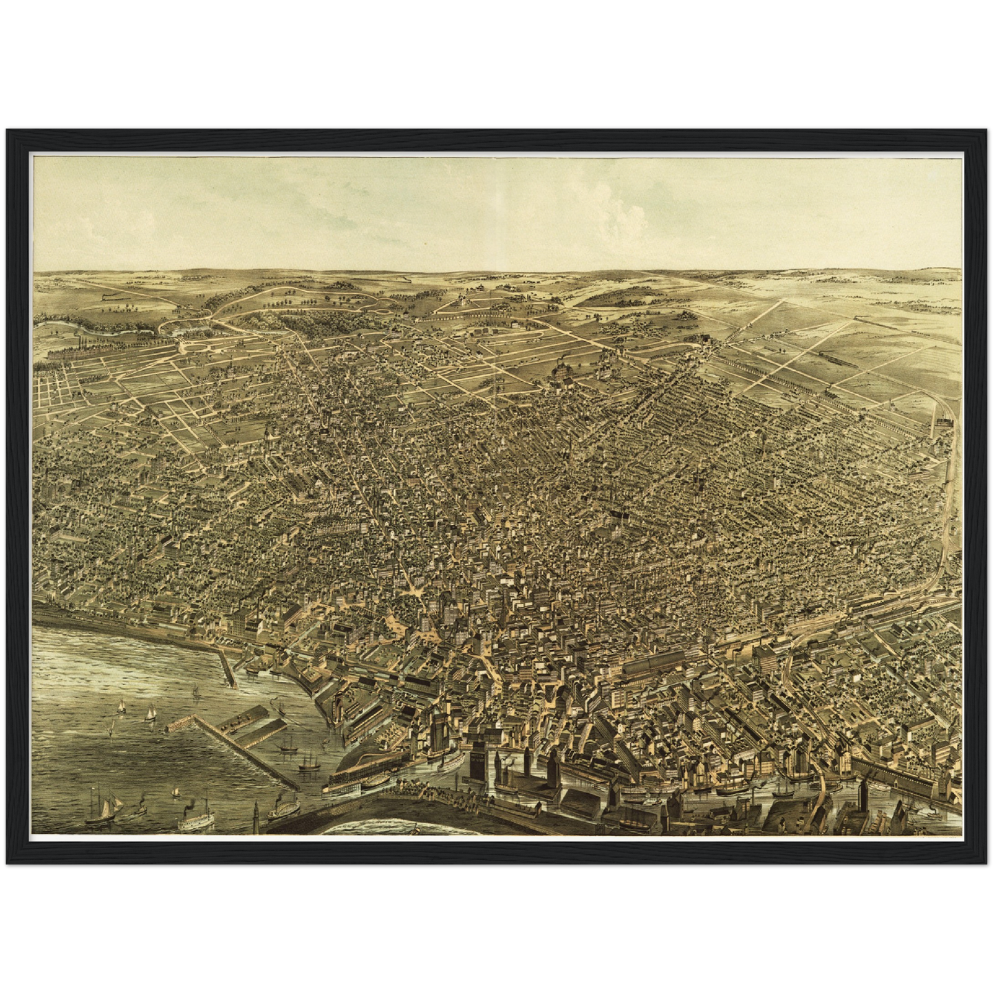 Historische Stadtansicht Buffalo um 1880