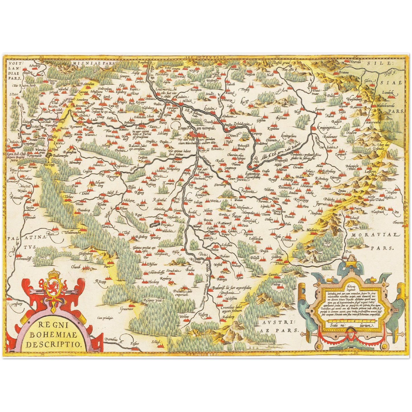 Historische Landkarte Böhmen um 1609