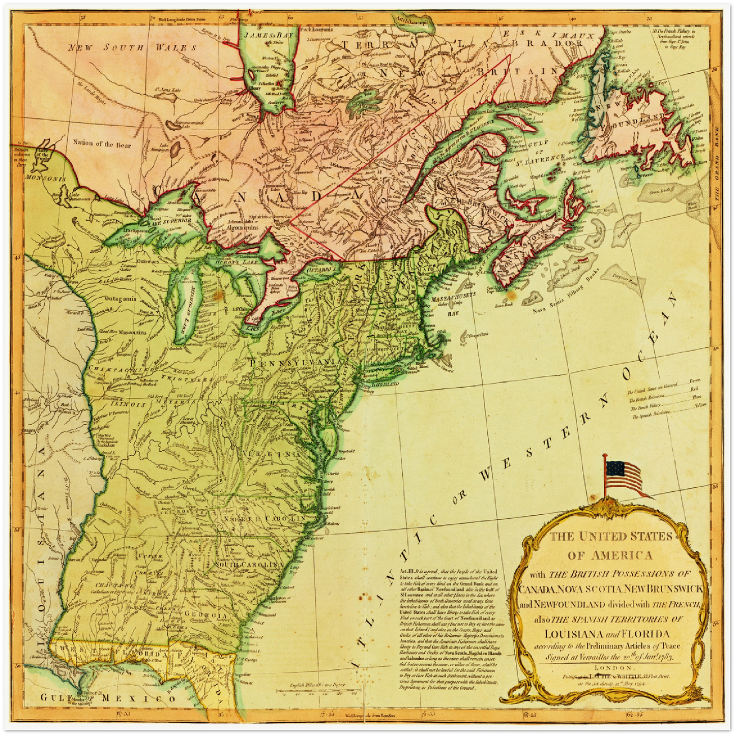 Historische Landkarte USA um 1700