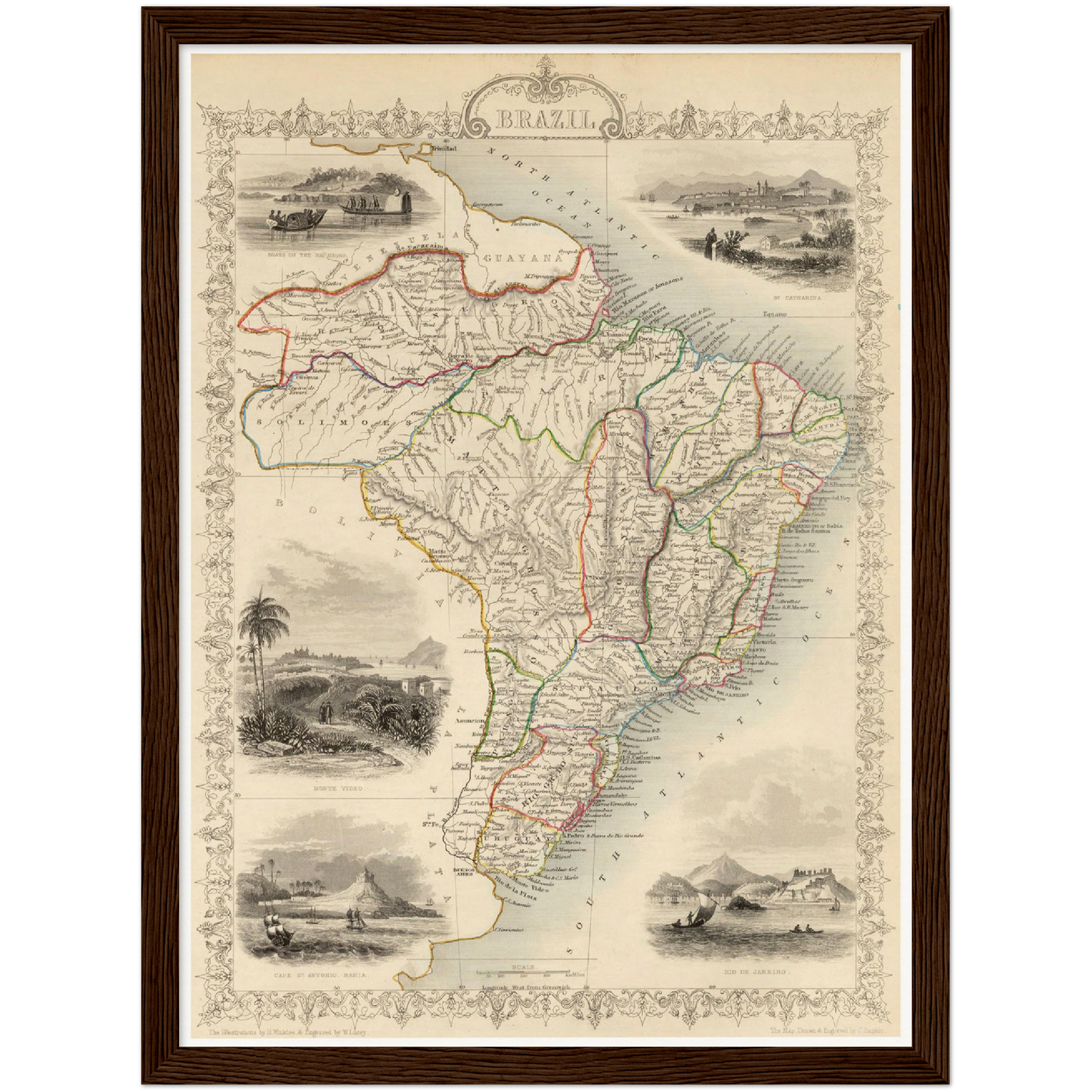 Historische Landkarte Brasilien um 1850