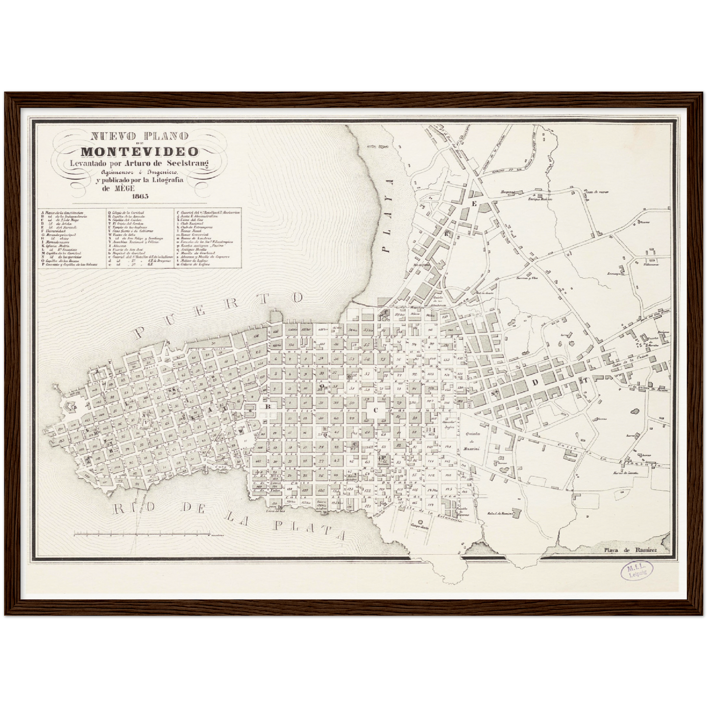 Historischer Stadtplan Montevideo um 1865