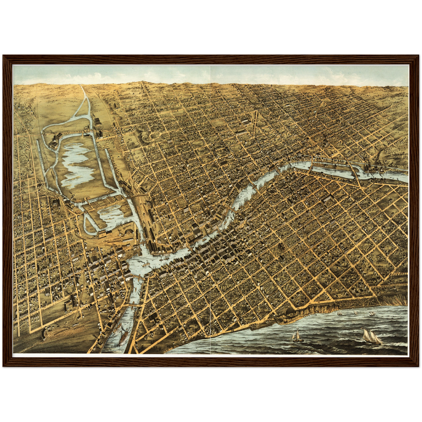 Historische Stadtansicht Milwaukee um 1872