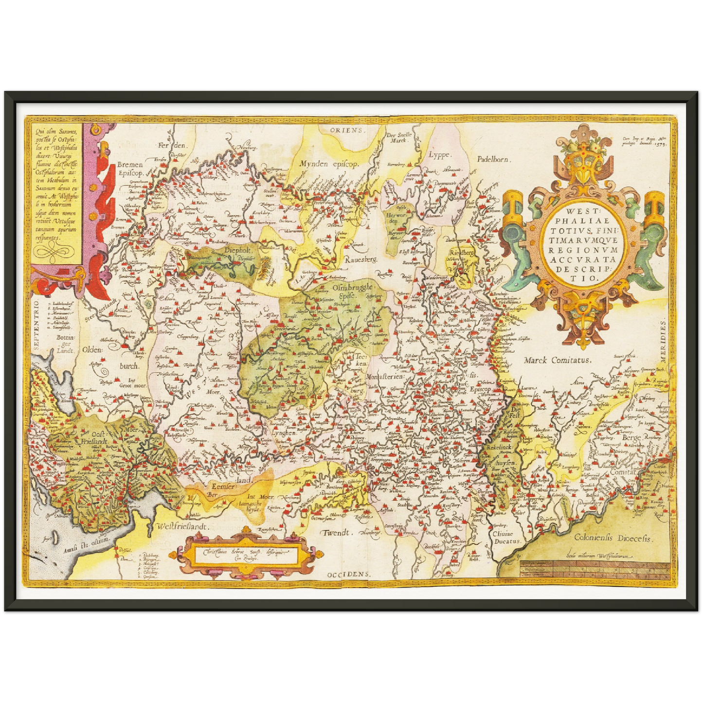 Historische Landkarte Westfalen um 1609