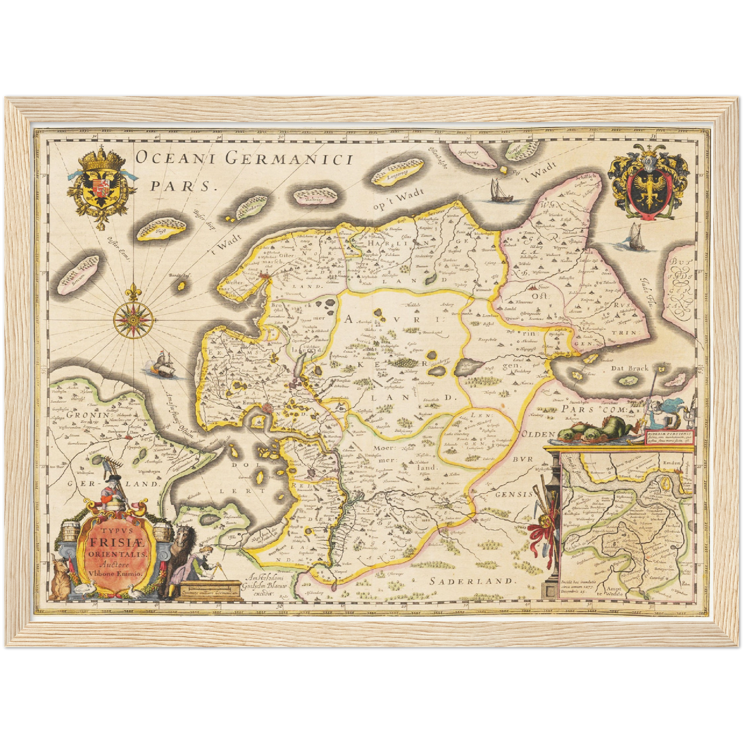 Historische Landkarte Ostfriesland um 1635