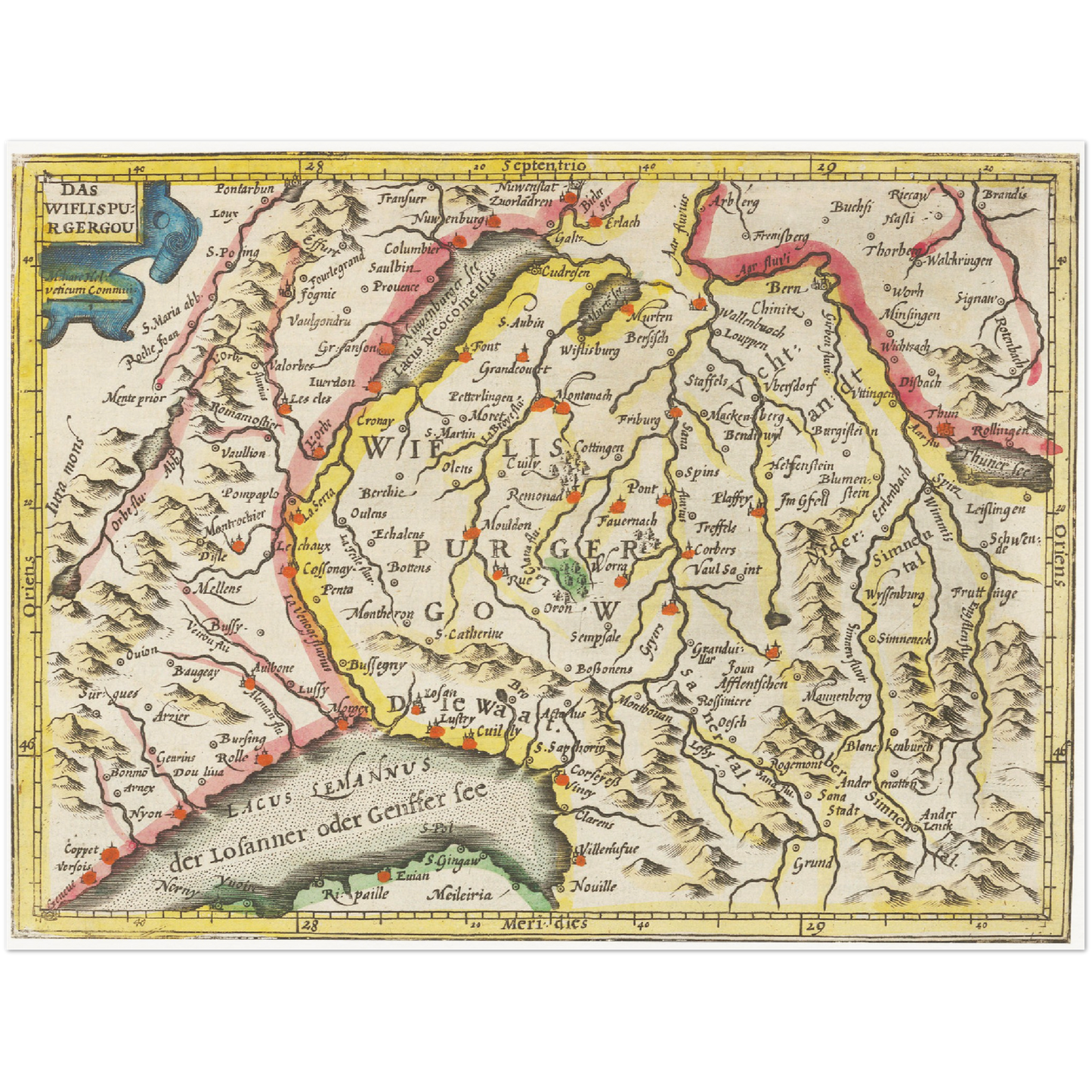 Historische Landkarte Wiflisburgergau um 1609