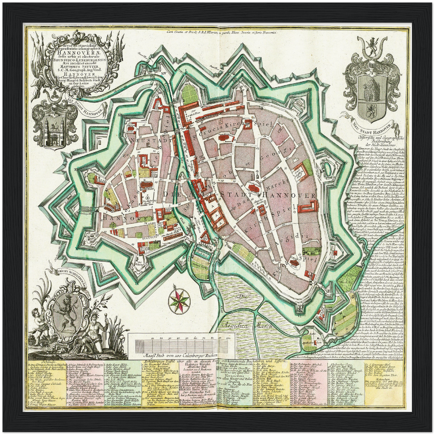 Historischer Stadtplan Hannover um 1735