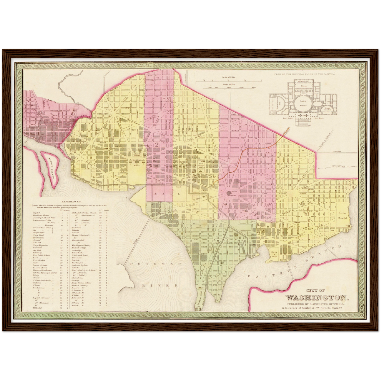 Historische Landkarte District of Columbia um 1849