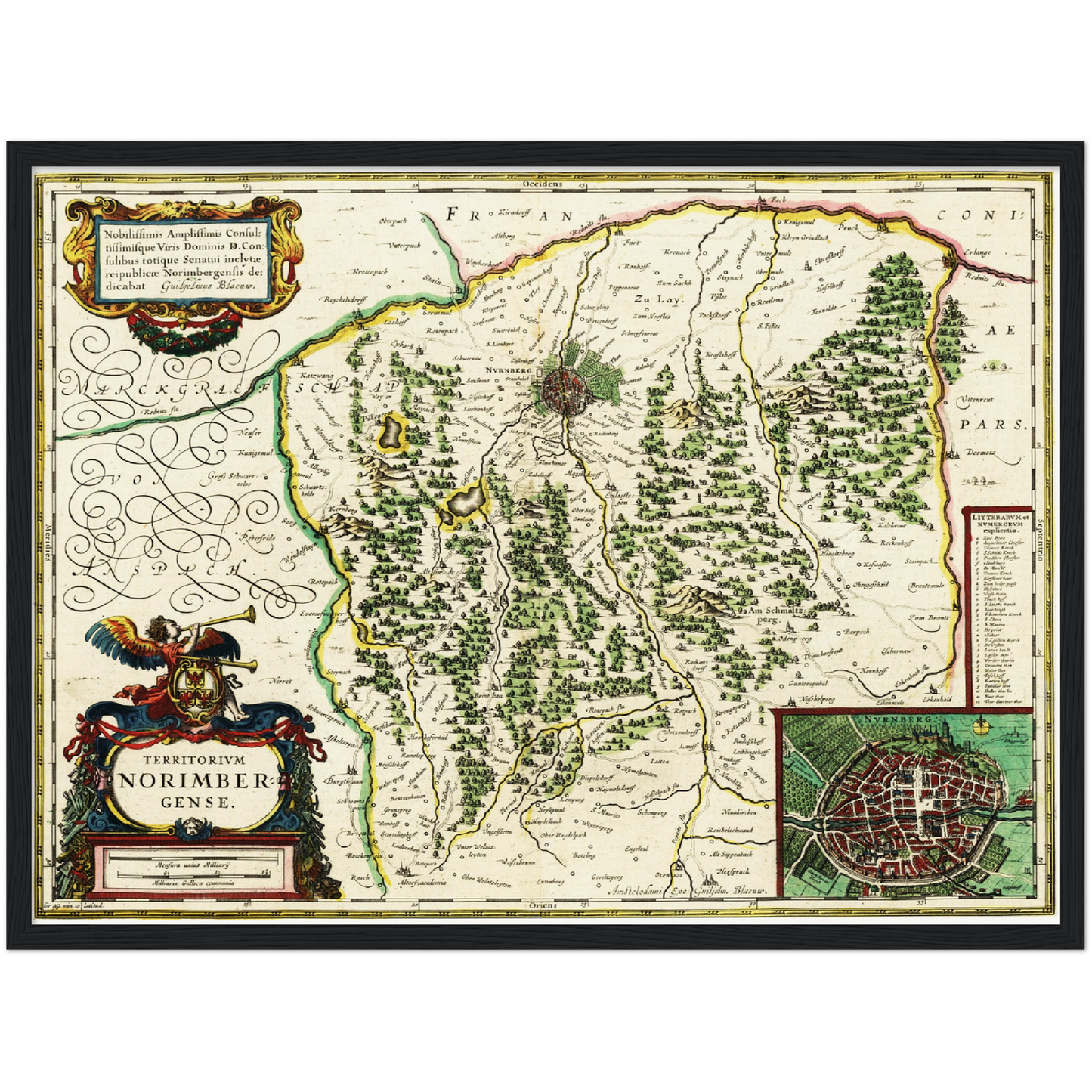 Historische Landkarte Nürnberg um 1647