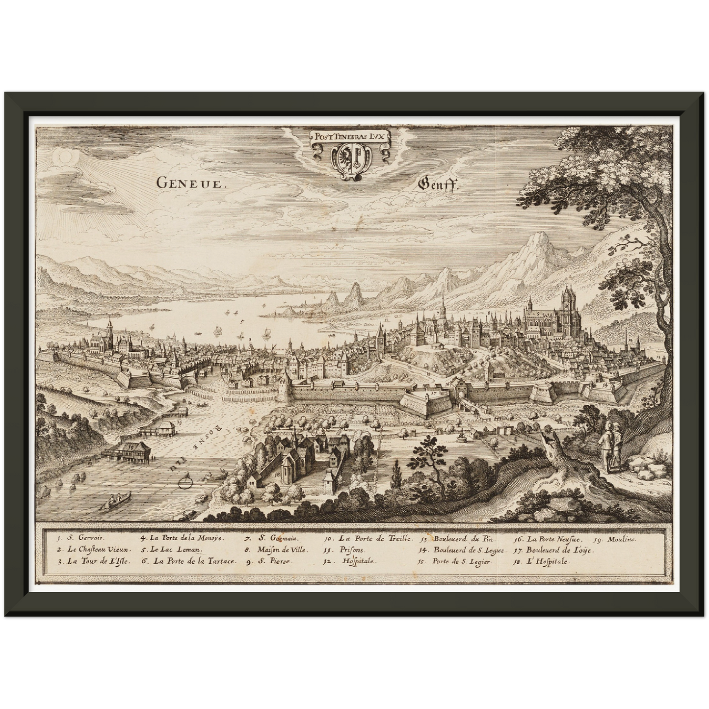 Historische Stadtansicht Genf um 1650