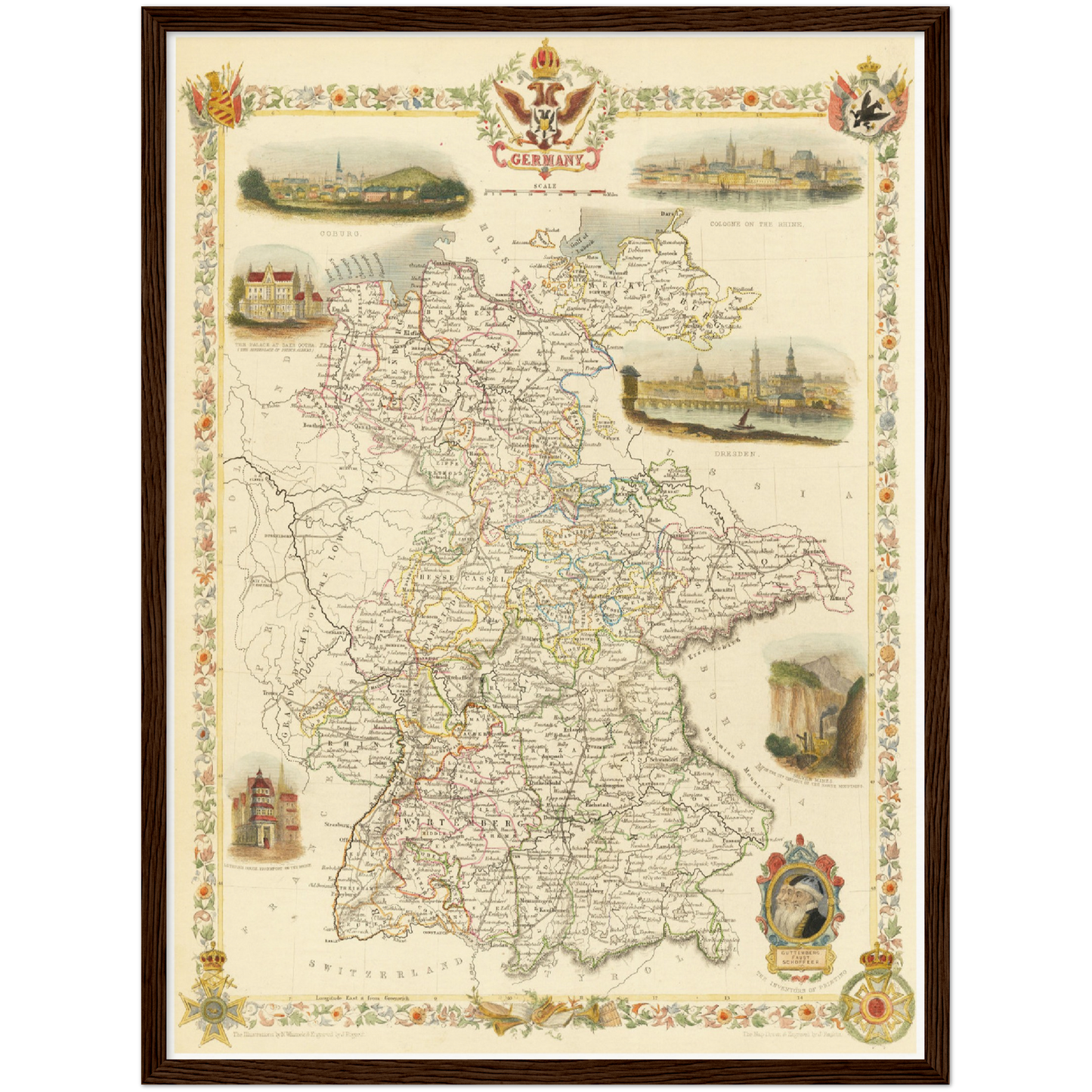 Historische Landkarte Deutschland um 1851