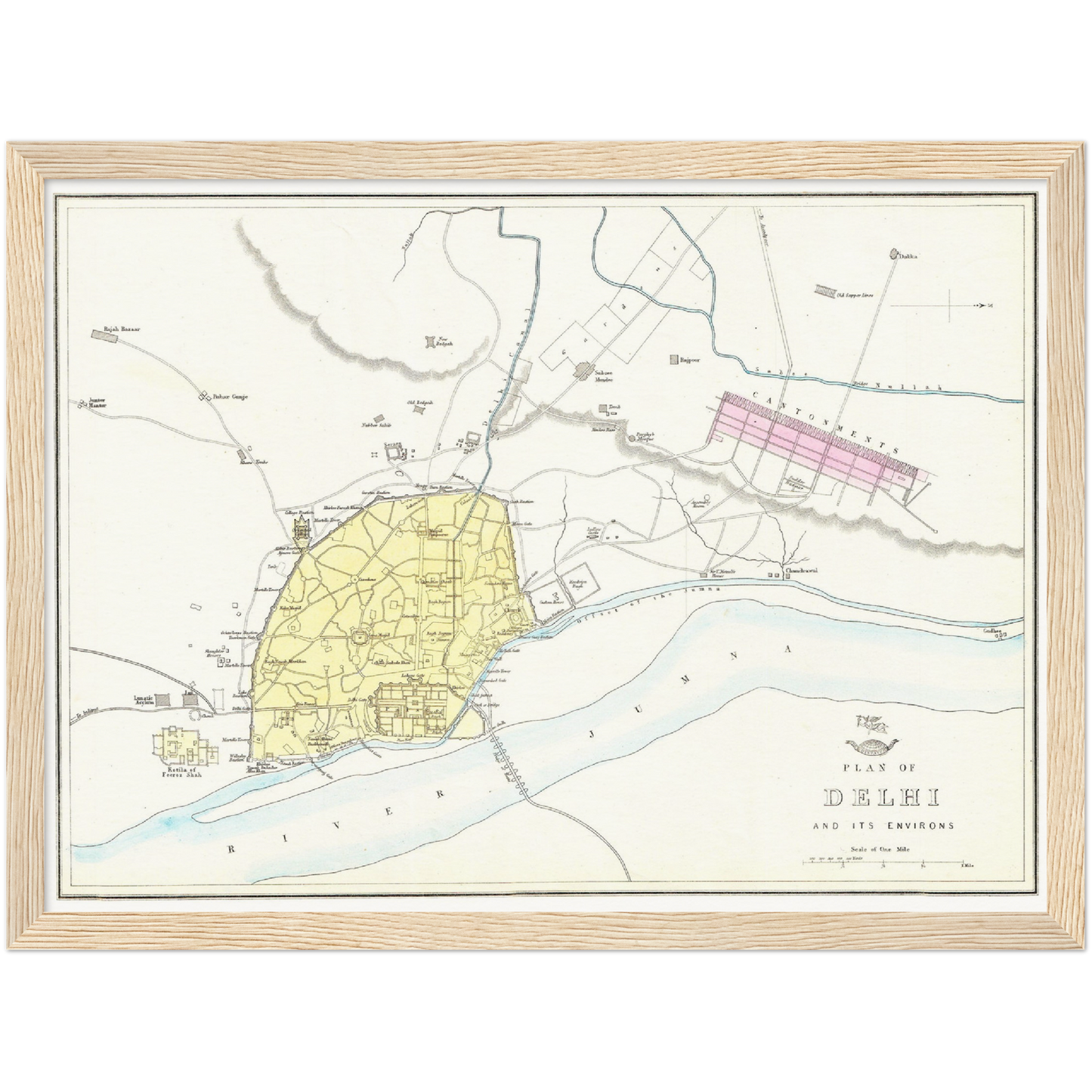 Historischer Stadtplan Delhi um 1867