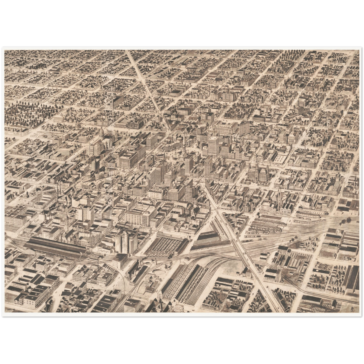 Historische Stadtansicht Indianapolis um 1913