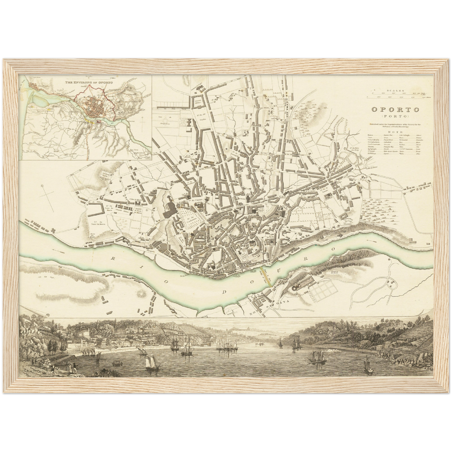 Historischer Stadtplan Porto um 1833