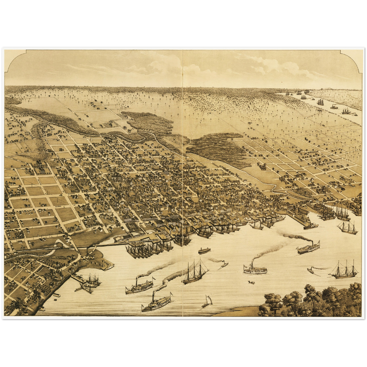 Historische Stadtansicht Jacksonville um 1876