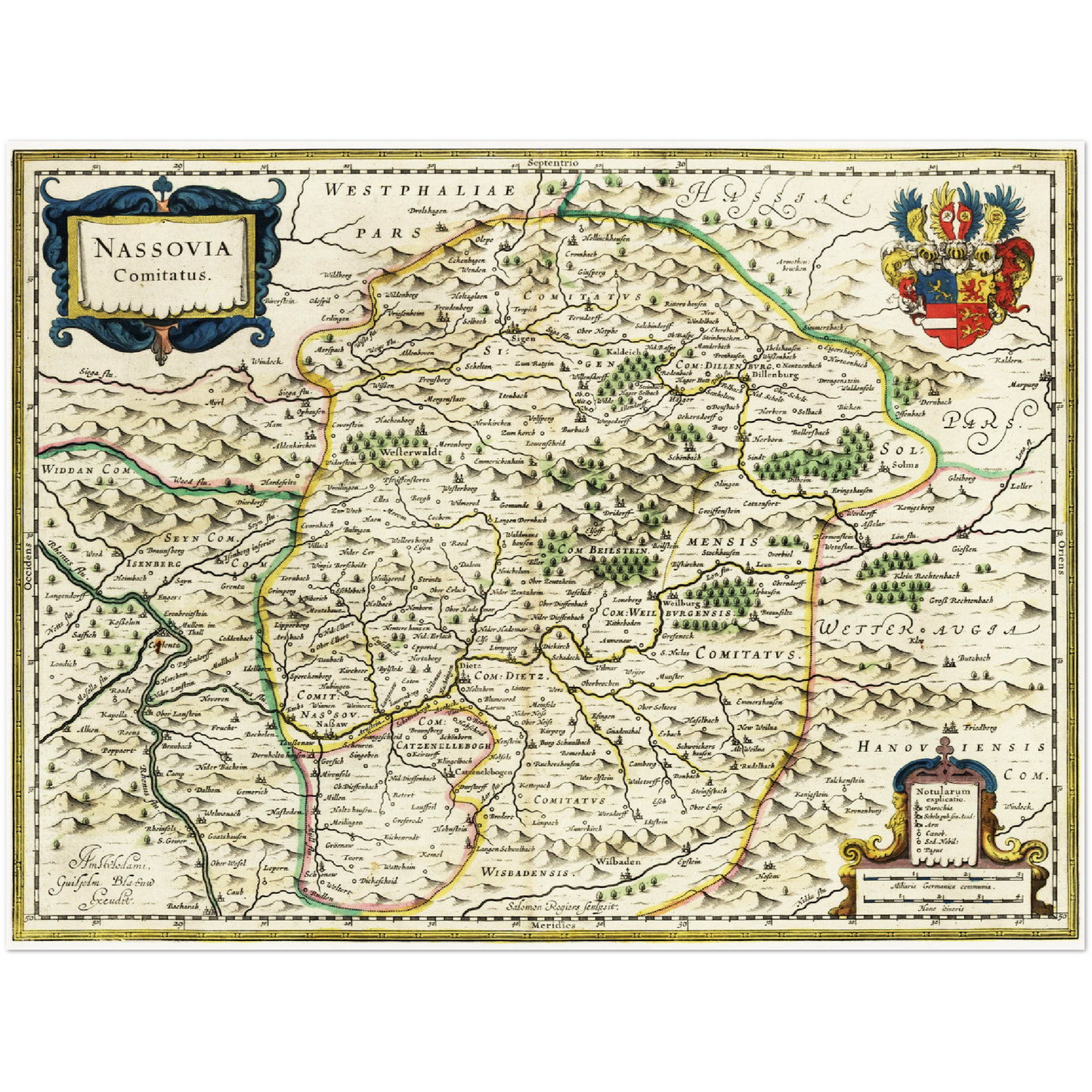 Historische Landkarte Nassau um 1647