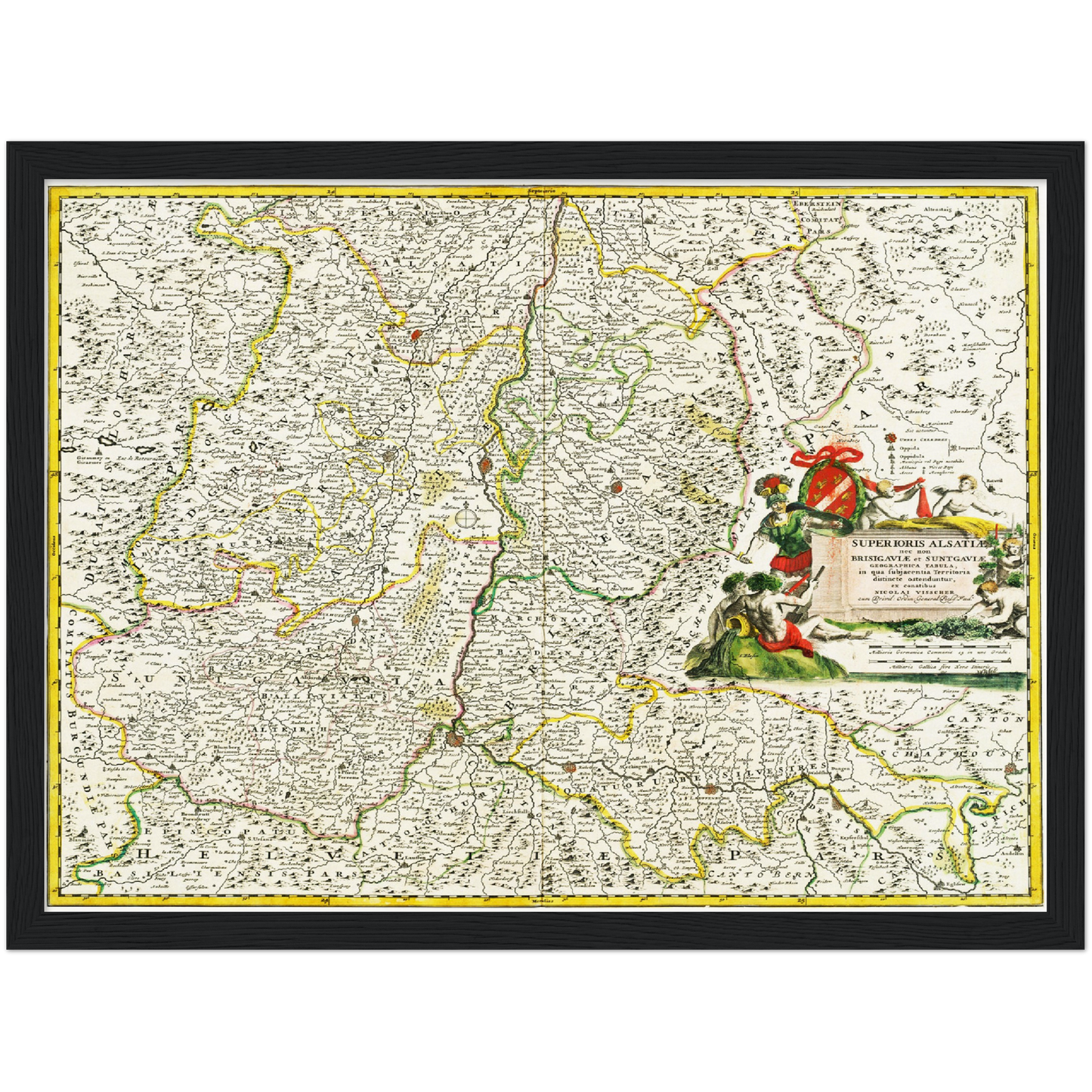 Historische Landkarte Oberrhein um 1700