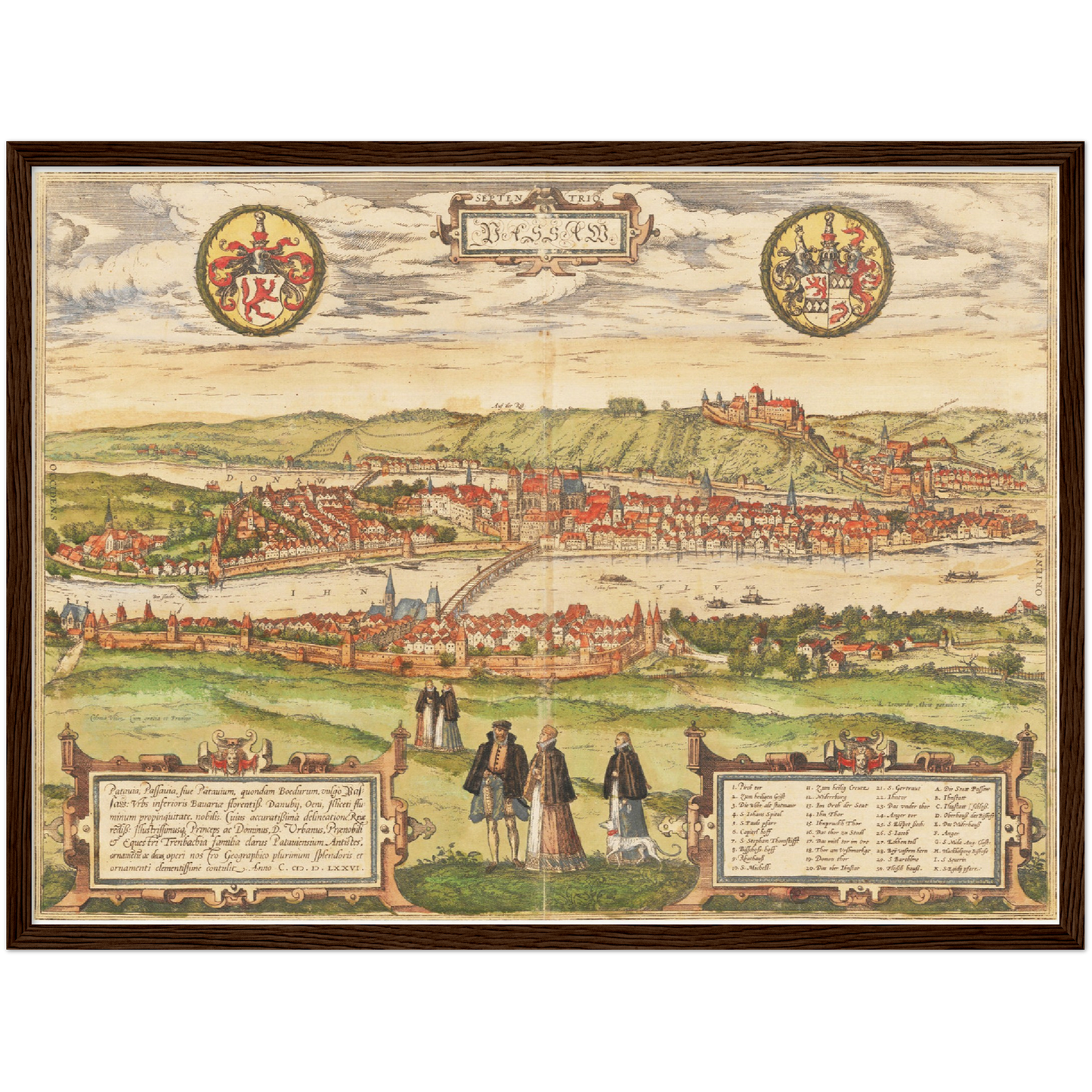 Historische Stadtansicht Passau um 1582