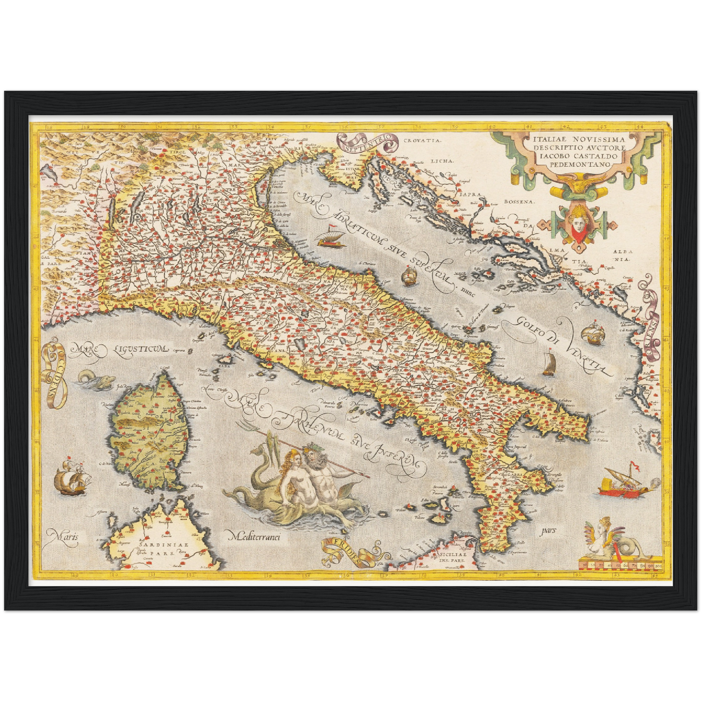 Historische Landkarte Italien um 1609