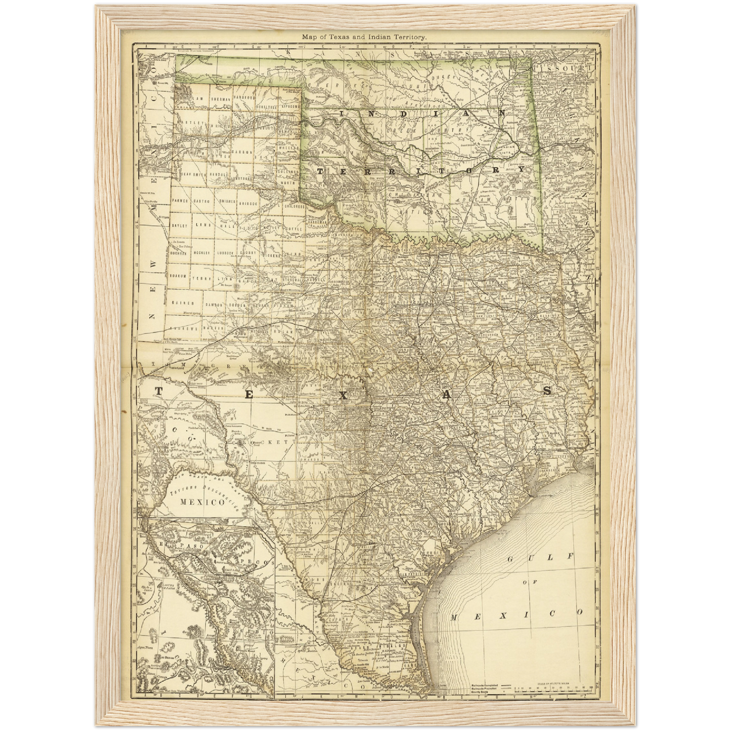 Historische Landkarte Texas um 1882