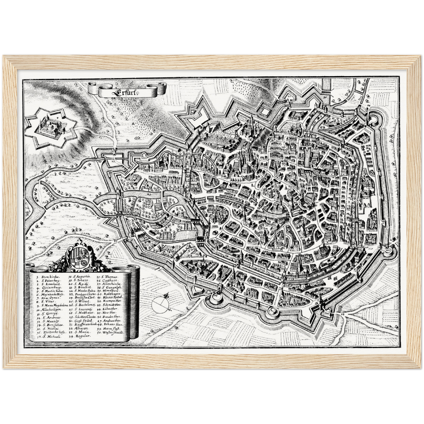 Historische Stadtansicht Erfurt um 1650