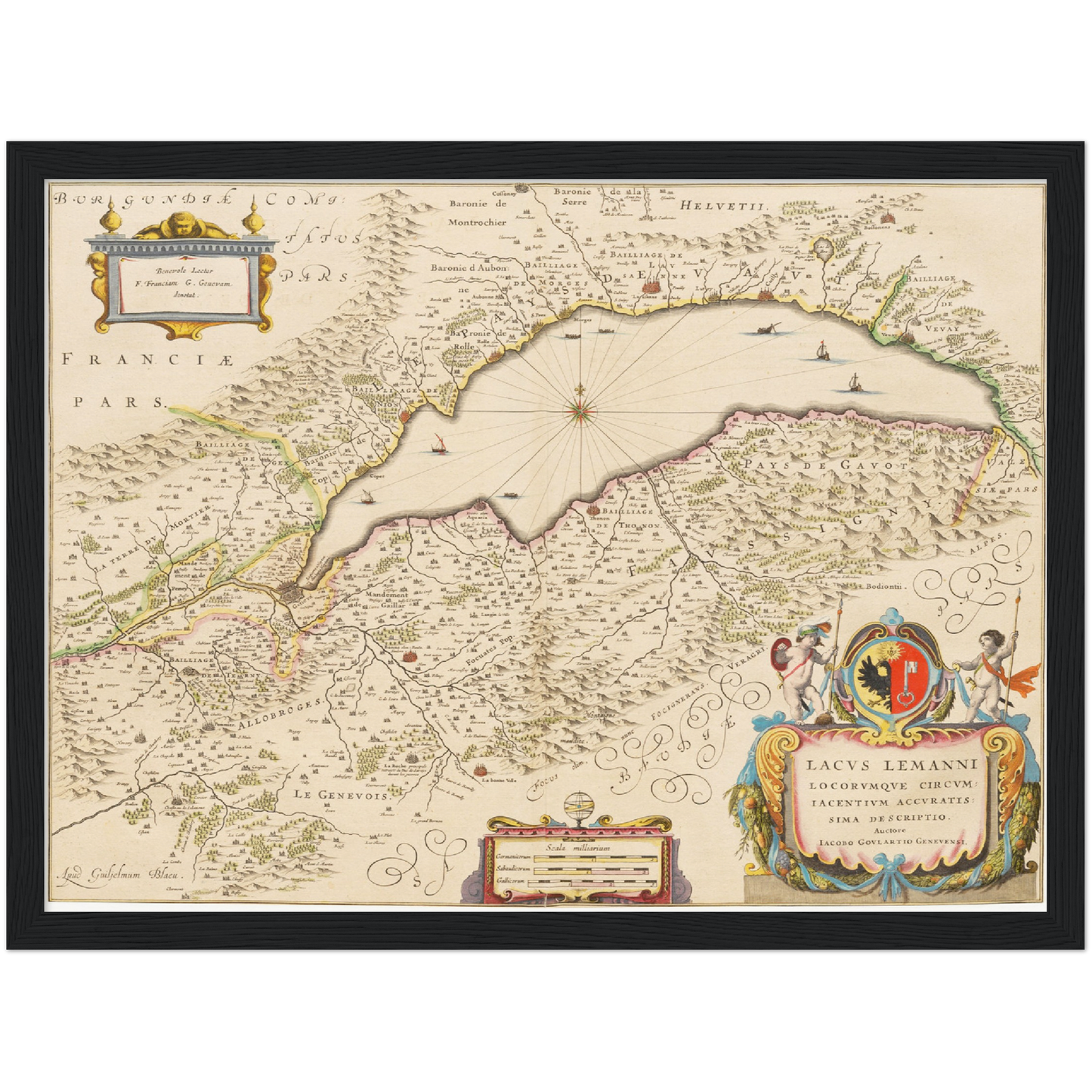 Historische Landkarte Genfer See um 1635