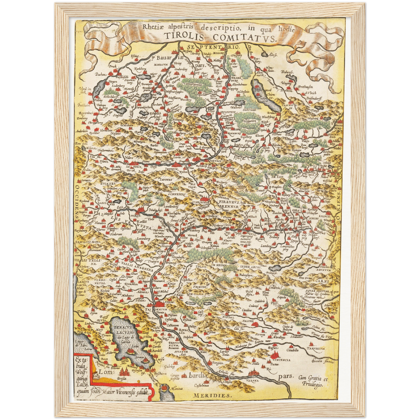 Historische Landkarte Tirol um 1609