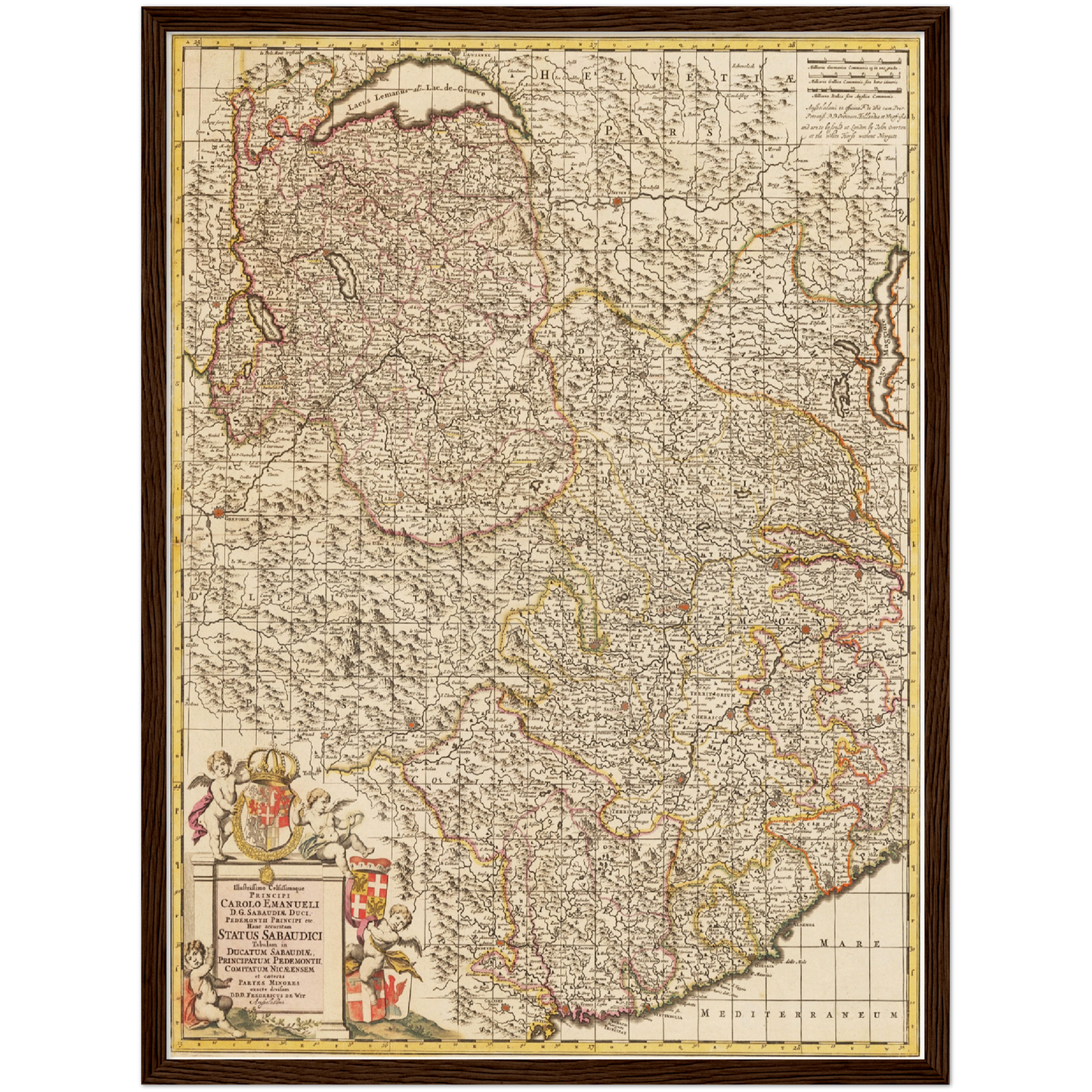 Historische Landkarte Piemont um 1698