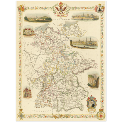 Historische Landkarte Deutschland um 1851
