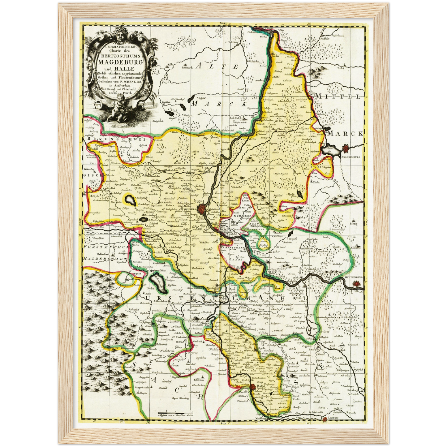 Historische Landkarte Magdeburg um 1725