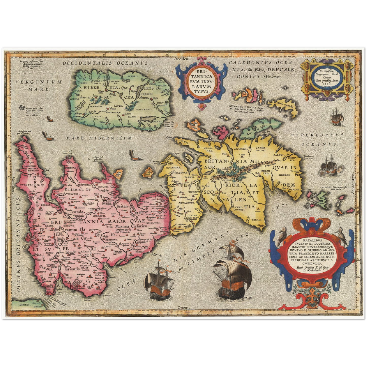 Historische Landkarte Historisches Britannien um 1595