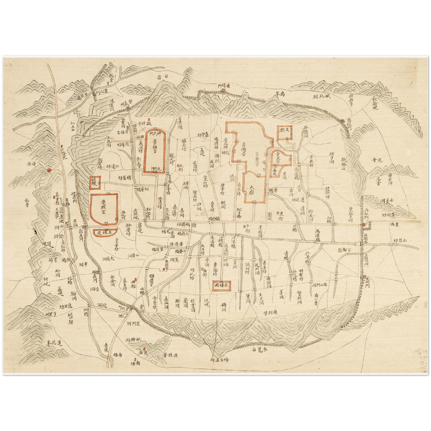 Historischer Stadtplan Seoul um 1800