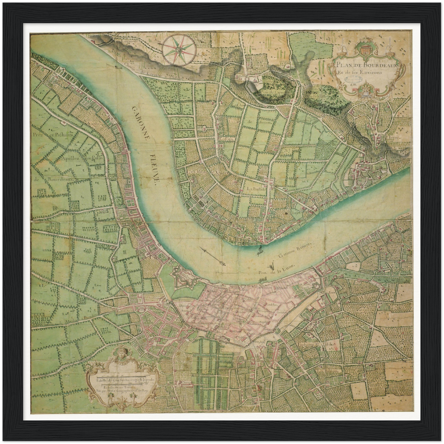 Historischer Stadtplan Bordeaux um 1717