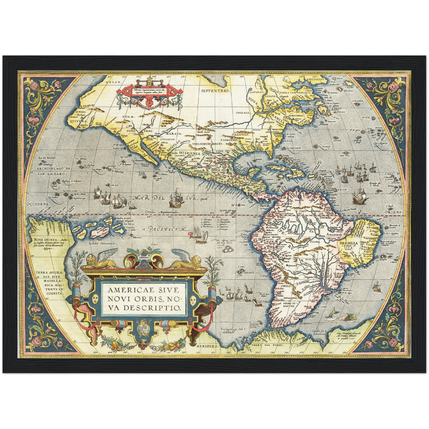 Historische Landkarte Amerika um 1570