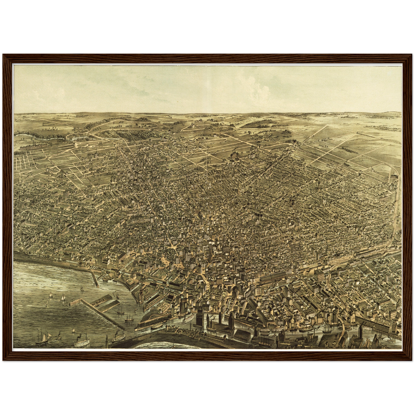 Historische Stadtansicht Buffalo um 1880