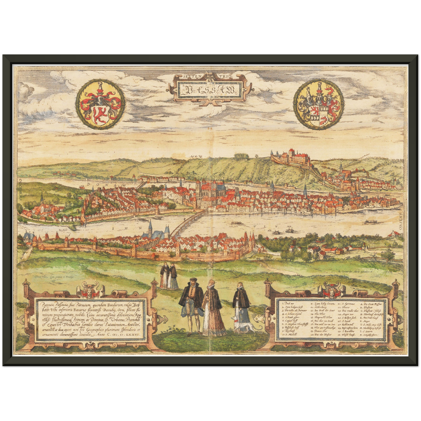 Historische Stadtansicht Passau um 1582