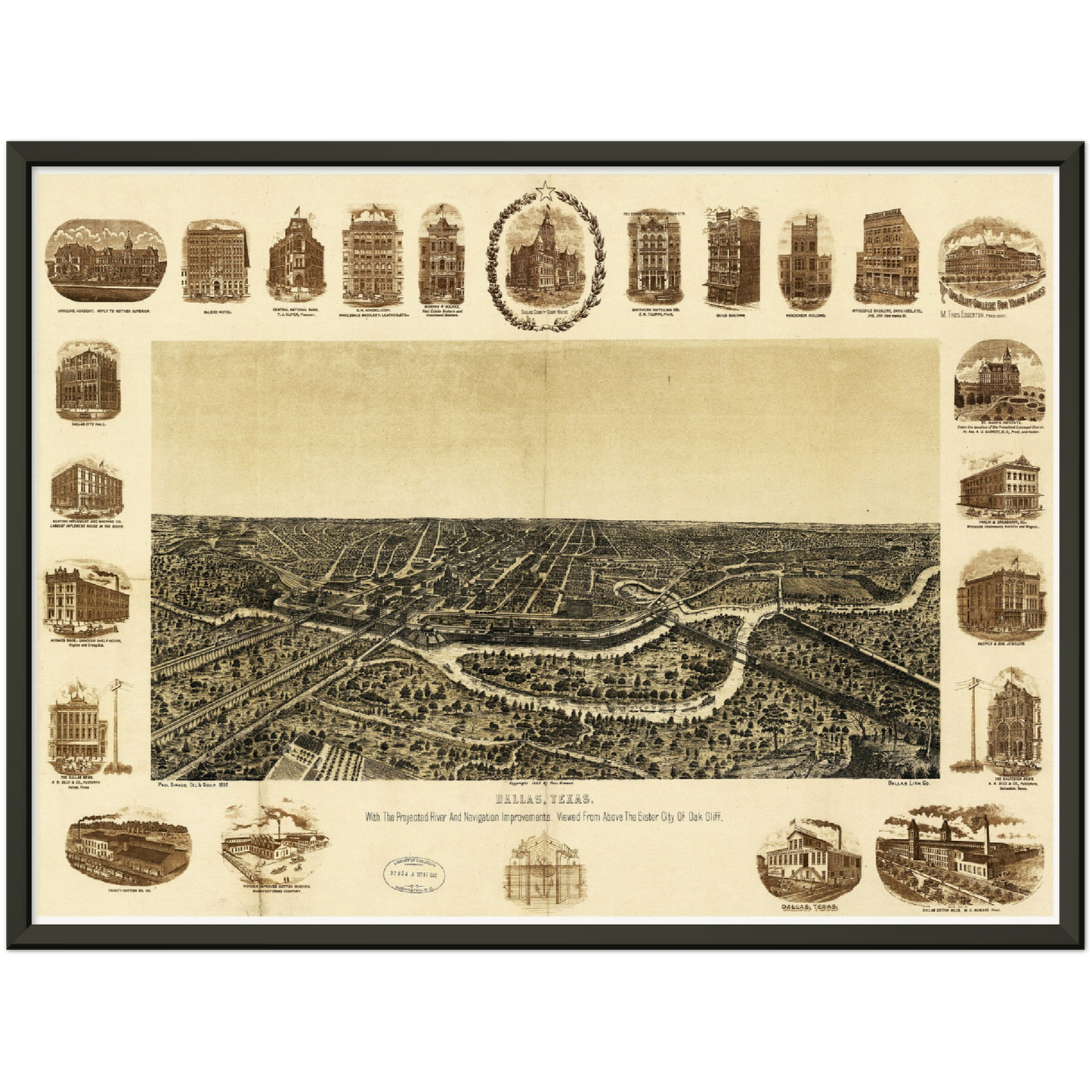 Historische Stadtansicht Dallas um 1892
