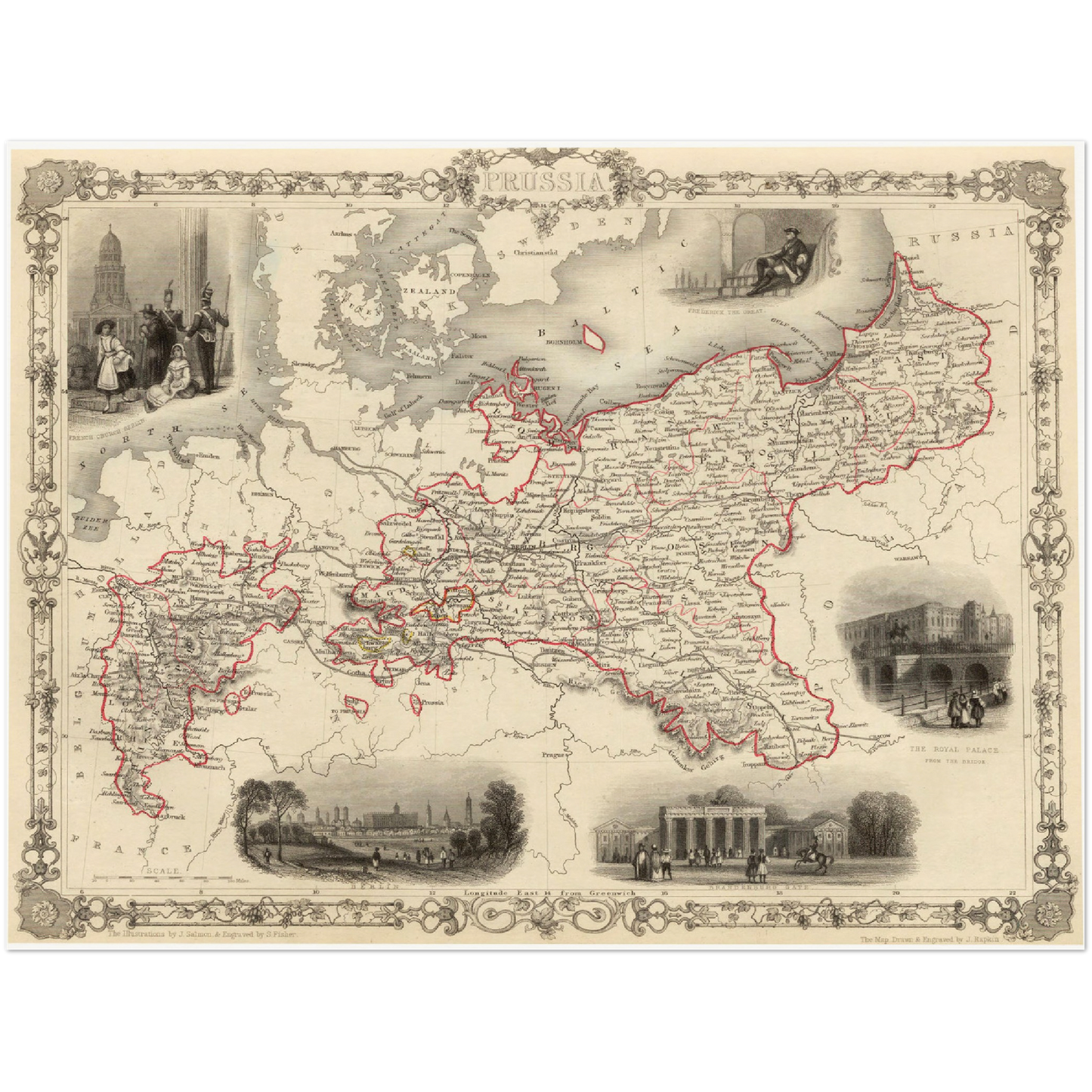 Historische Landkarte Preußen um 1850