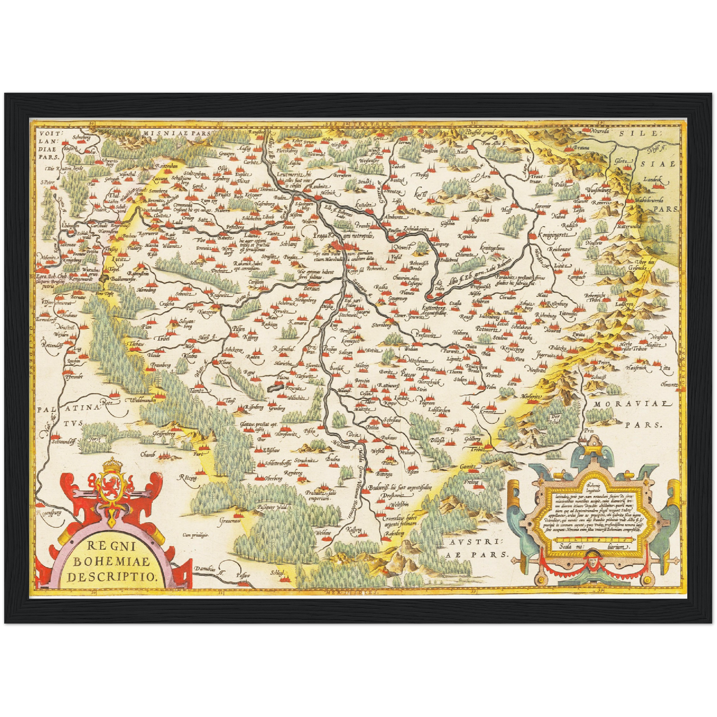 Historische Landkarte Böhmen um 1609